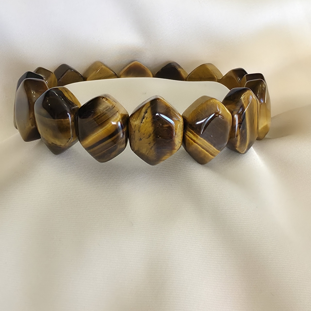 South African Tiger's Eye, Diamond Shape, Stretch Bracelet